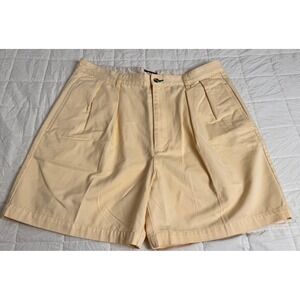 NWT Tommy Hilfiger Tradition Short‎ Mens 36 Pale Yellow Pleated Cotton Chino